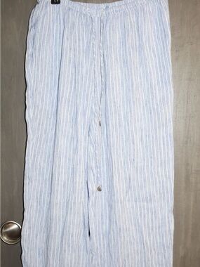 blue island Light Blue & White Striped Swim Coverup Pants